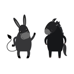 Different horses breed vector set.