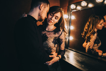 young beautiful couple love each other laugh