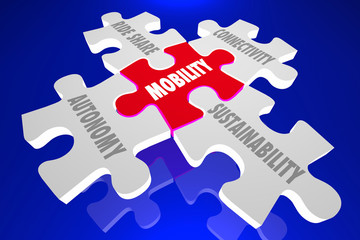 Mobility Autonomous Ride Share Transportation Puzzle 3d Illustra