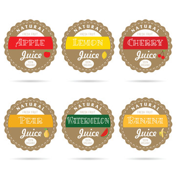 label of set natural fruit health design illustration