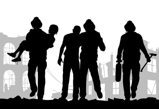 Firefighters silhouette