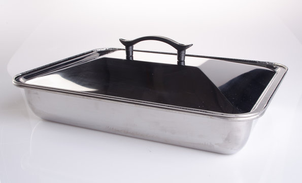 food containers, stainless steel food containers on a background