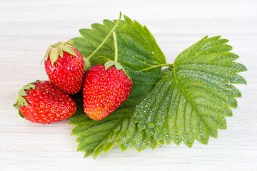 Strawberries on a wooden table