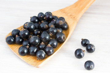Black currant berries on the table