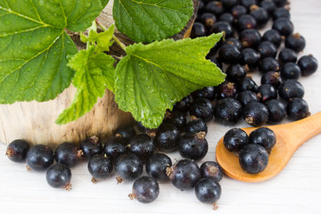 Black currant berries on the table
