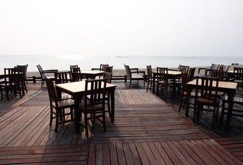 Beach front outdoor table, silhouette