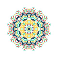 Kaleidoscope big bud. Oriental pattern illustration. Flower background