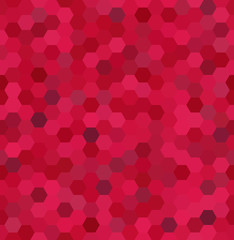 Background made of red, pink hexagons. Seamless background. Square composition with geometric shapes