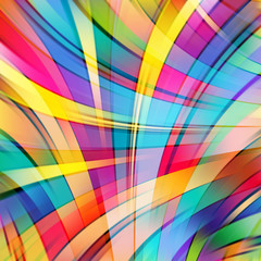 Vector illustration of colorful abstract background with blurred light curved lines. Vector geometric illustration. Red, blue, yellow colors.