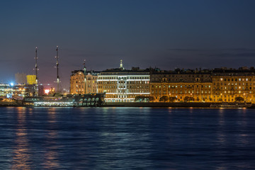 Fototapeta na wymiar Vasilyevsky Island night view.