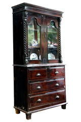 Antique asian style wooden cabinet from thailand isolated on whi