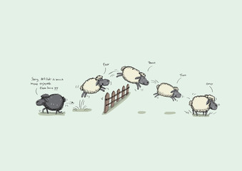 Counting Sheep Jumping Over the Fence - 132390648
