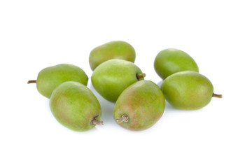 fresh green olive on white background