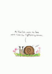Vector cute cartoon snail and flowers - 132392299