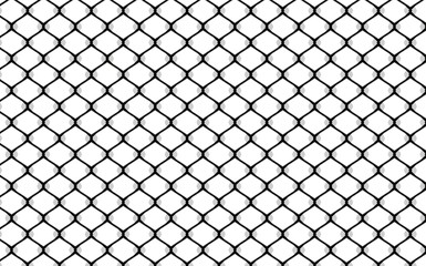 Metallic wired fence pattern on white background