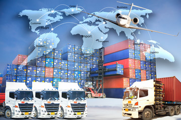 Logistics concept, Map Global business connection technology int