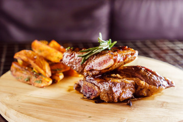 tasty steak with sauce