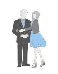 Man and woman are embracing. vector illustration.