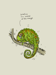 Cartoon afraid Chameleon, character design - 132394497
