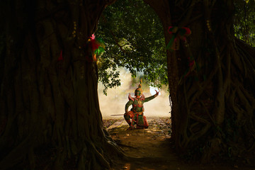 Khon,Art culture Thailand Dancing in masked khon Tod-sa-kan in literature amayana,thailand culture...