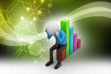 Business man sitting the financial graph