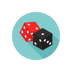 Black and red dices color flat icon