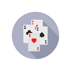 Four card suits color flat icons