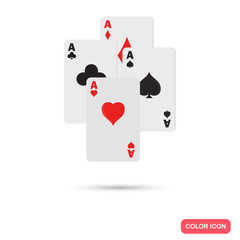Four card suits color flat icons