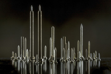 City skyline made of bolts and screws 