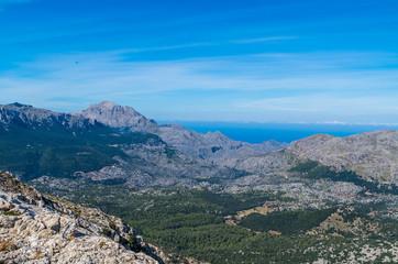 Fototapeta na wymiar Summit of Puig Major in Tramuntana mountains, GR 221, Mallorca