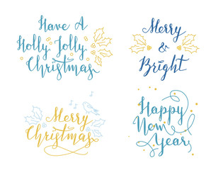 Lettering and calligraphy. Christmas and New Year greetings