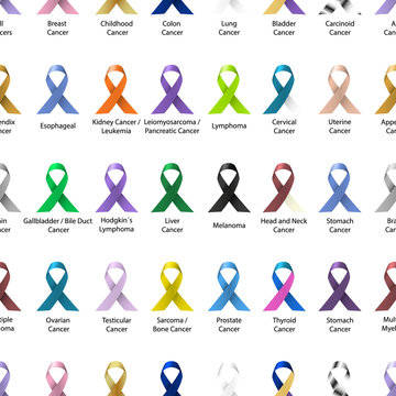 cancer awareness various color and shiny ribbons for help in lines pattern eps10