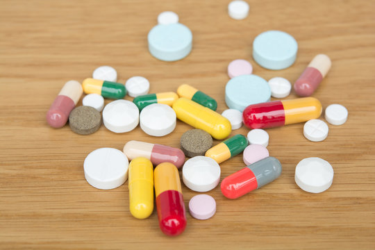 Drug on old wood table