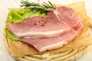 Raw pork steak