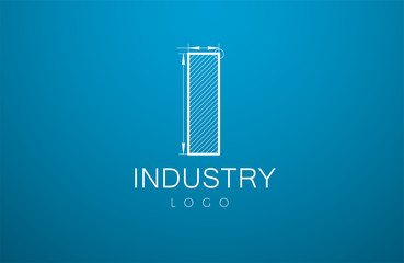 logo template letter I  in the style of a technical drawing.