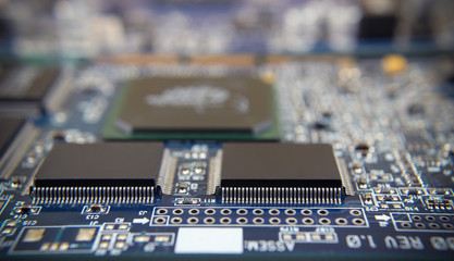 computer chip board Electronics motherboard high tech green blue