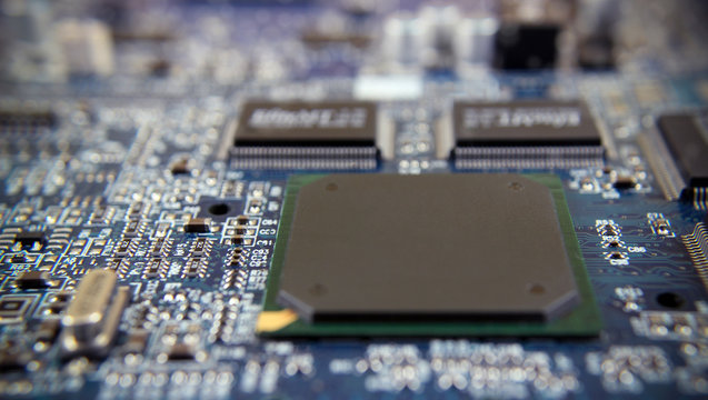 computer chip board Electronics motherboard high tech green blue