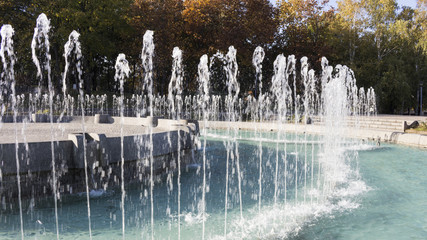 Fountain Splashing Water In The Park