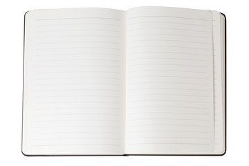 Close up of open textbook with clipping path