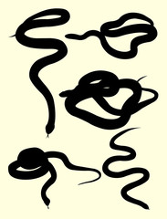 Naklejka premium Snakes animal silhouette. Good use for symbol, logo, web icon, mascot, tattoo, sign, or any design you want.