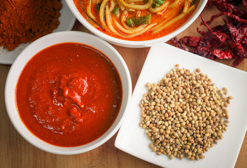 Chili sauce with ingredients