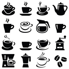 Kolekcja ikona filiżanka kawy - sylwetka wektor i ilustracji - 132401213