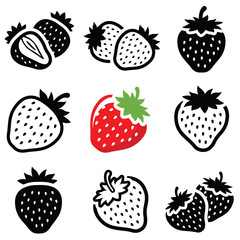 Strawberry icon collection - vector illustration - 132401224