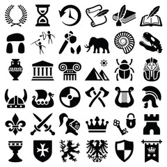 History and culture icon collection - vector silhouette - obrazy, fototapety, plakaty