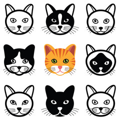 Cat head icon collection - vector illustration