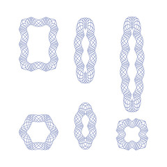 Guilloche decorative elements. For certificate, voucher, banknote, money design, currency, note, check, ticket, reward etc