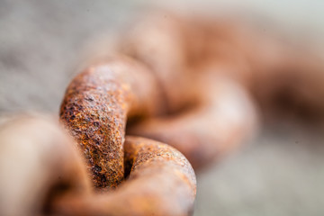 Color picture of a rusty metal chain, selective focus - 132402029