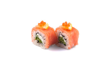 sushi rolls on a white background