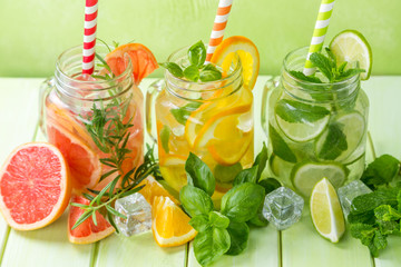 Selection of infused water for detox