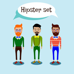 Hipster set. Flat design.